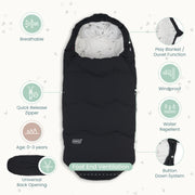 Voksi Explorer Winter Stroller/Carseat Footmuff - Black