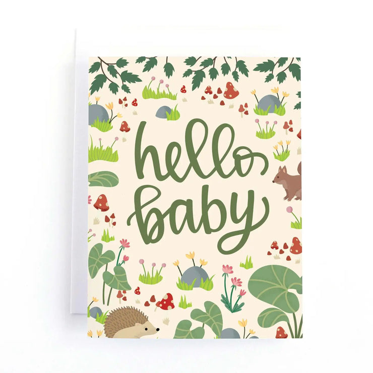 Hello Baby Woodland Forest Greeting Card