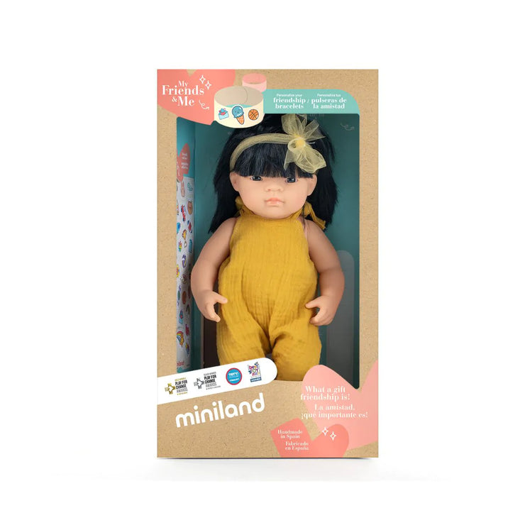 Miniland 15 inch Baby Doll - Female: Straight Black Hair
