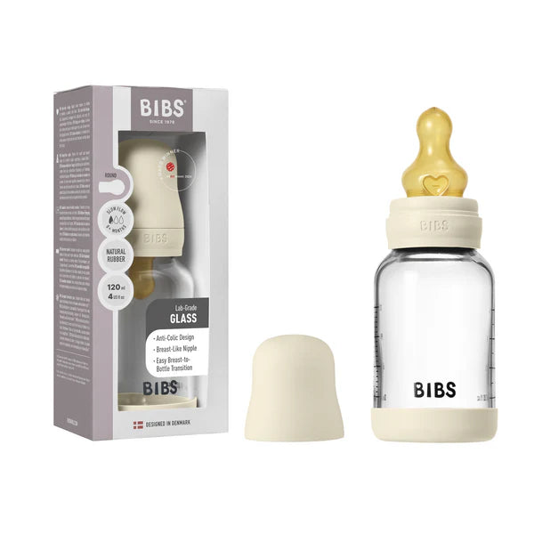 BIBS Ivory Glass Bottle Set (Slow Flow) - 4 oz
