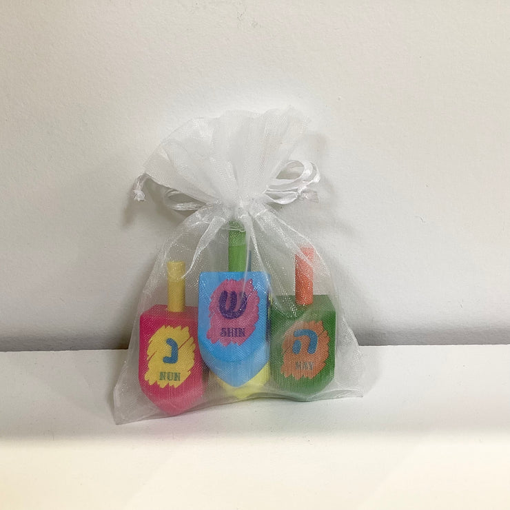 Painted Wood Dreidels - 4 pack