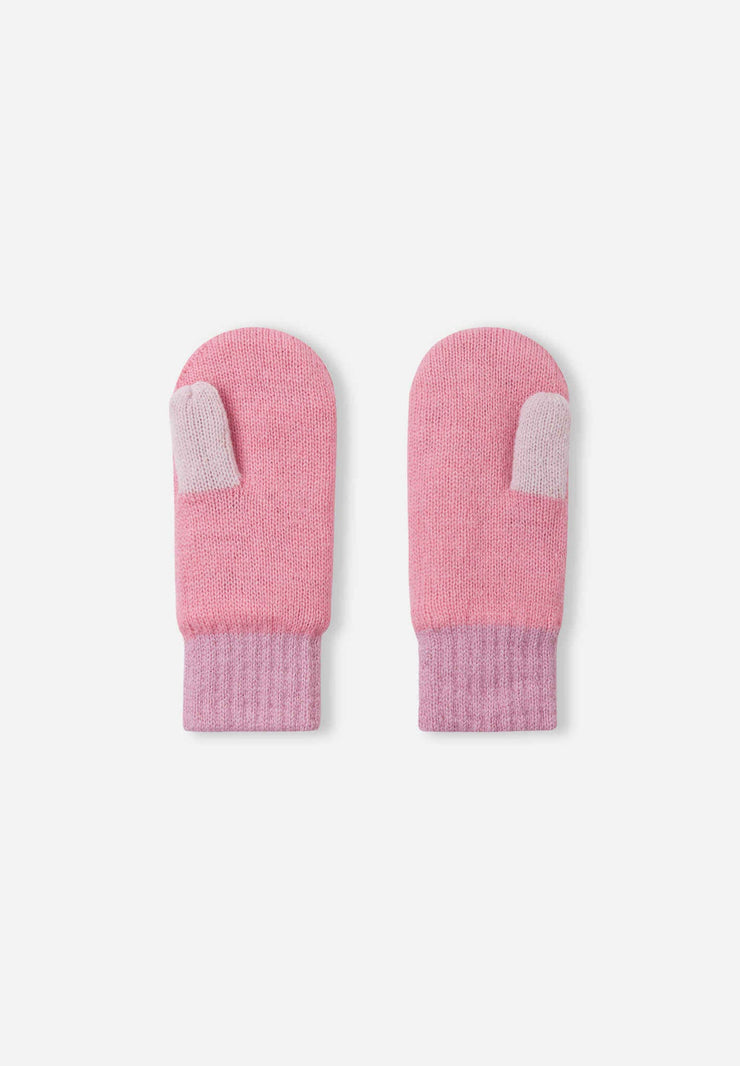Lambswool Knitted Kids' Mittens - Sunset Pink