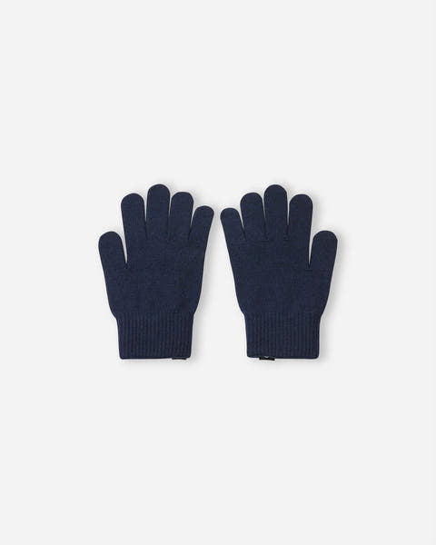 Merino Wool Knit Gloves - Navy Blue