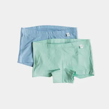 Hipster Briefs for Girls - Organic Cotton (2 pack) - Blue/Green