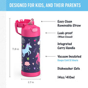Thermos FUNtainer 14oz Water Bottle with Straw Top - Unicorns