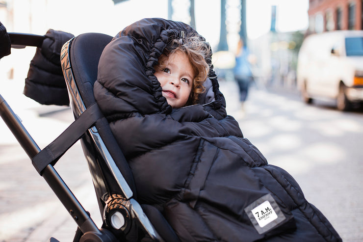 Winter Stroller Footmuff - Black Fleece