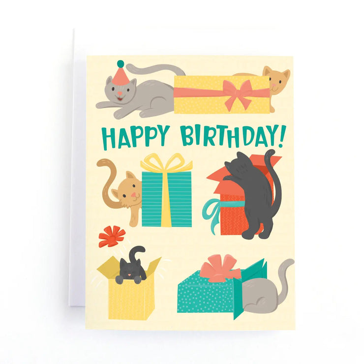 Cats and Boxes Birthday Card