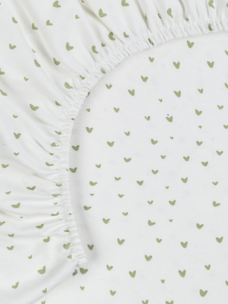 Organic Cotton Bassinet Sheet - Sage Hearts