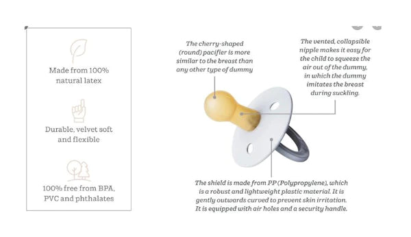BIBS GLOW Natural Rubber Pacifier 2 PK Round - 0-6 Months
