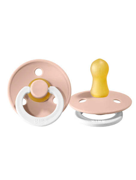 BIBS GLOW Natural Rubber Pacifier 2 PK Round - Blush/Vanilla
