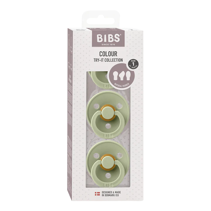 BIBS Natural Rubber Pacifier Try-It 3pk - Sage