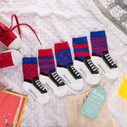 Baby Organic Cotton Mismatched Socks - Blue & Red Sneakers