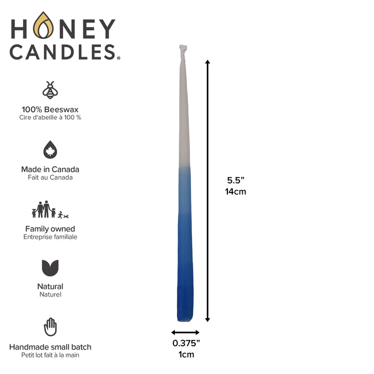 Chanukah Beeswax Candles - Blue and White