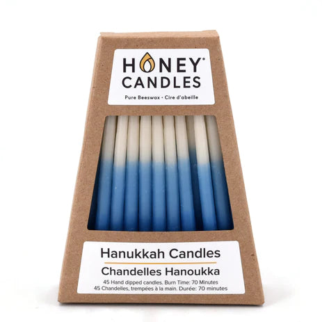Chanukah Beeswax Candles - Blue and White