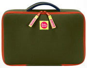 DabbaWalla Machine Washable Bento Lunch Bag- Dark Olive/Red Trim
