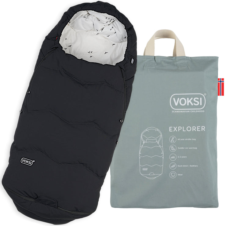 Voksi Explorer Winter Stroller/Carseat Footmuff - Black