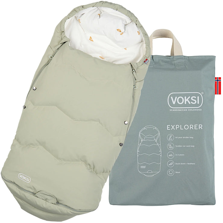 Voksi Explorer Winter Stroller/Carseat Footmuff - Misty Green
