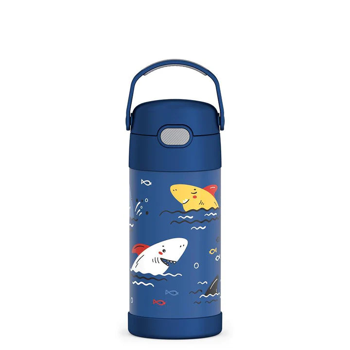 Thermos FUNtainer 12oz Water Bottle with Straw Top - Sharks