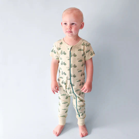 Parade Organics Cotton Short Sleeve Romper - Bicycles