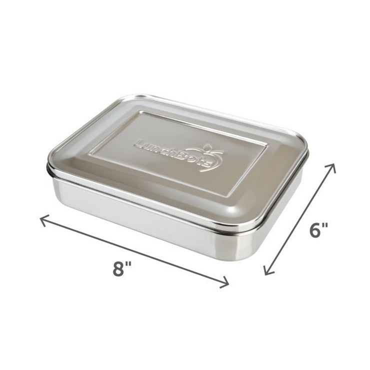 Lunchbots Stainless Steel Bento Box - Large Trio with Pink Lid