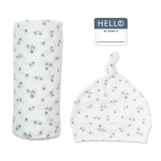 Lulujo 3pc Hello World Blanket and Knotted Hat - Blueberries