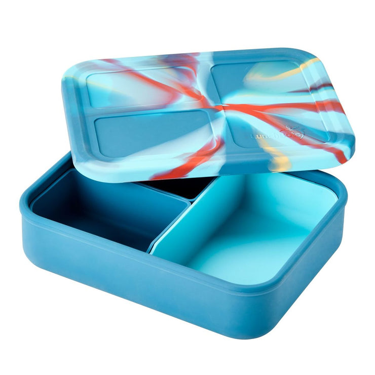 Lunchbots Large Silicone Build-A-Bento Box - Blue/Red Tie Dye