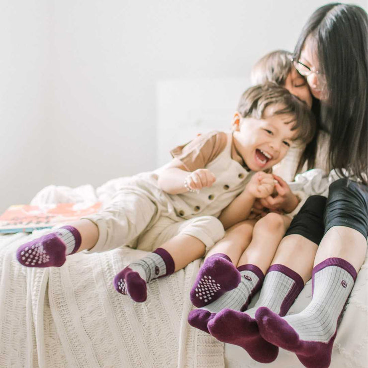Merino Wool Mid-Weight Kids Socks - Berry