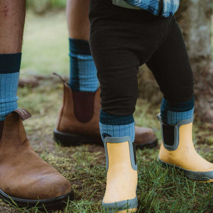 Merino Wool Mid-Weight Kids Socks - Blue