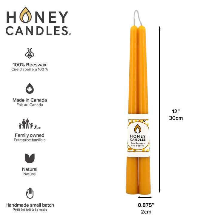 Pair of 12" Natural Beeswax Taper Candles – Healthy Moms