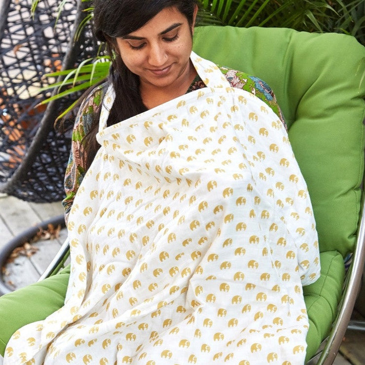 Organic Cotton Muslin Nursing Cover - Sunshine Tusks