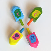 Painted Wood Dreidels - 4 pack