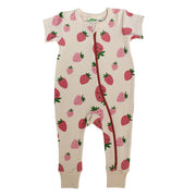 Parade Organics Cotton Short Sleeve Romper - Strawberries