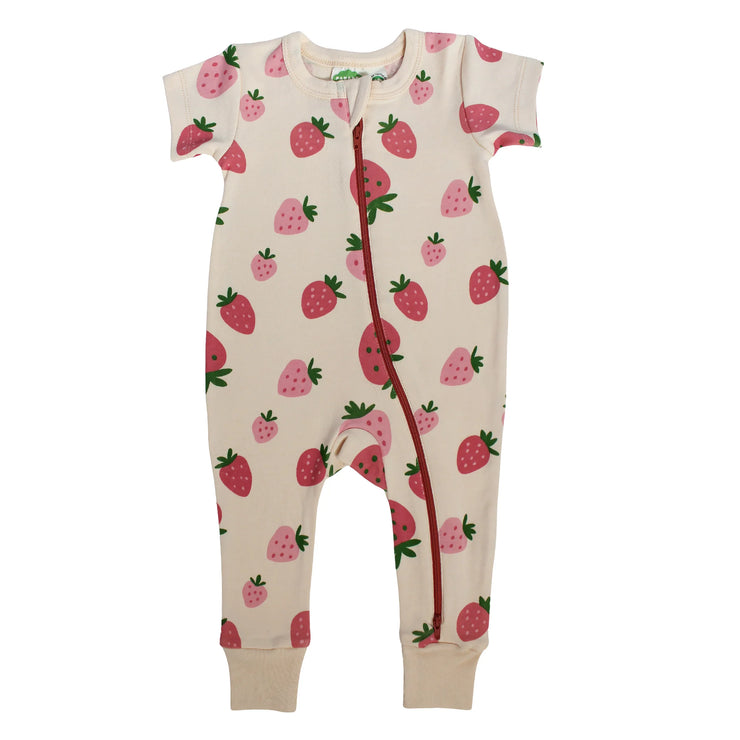 Parade Organics Cotton Short Sleeve Romper - Strawberries