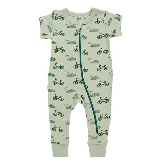 Parade Organics Cotton Short Sleeve Romper - Bicycles