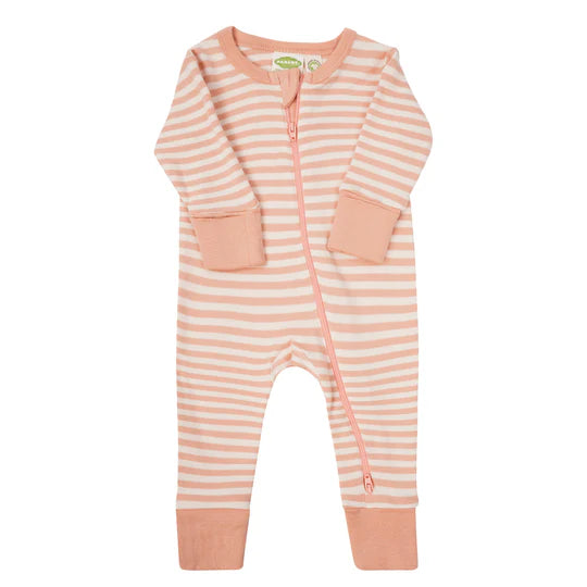 Parade Organics 2-Way Zip Cotton Romper - Dusty Pink