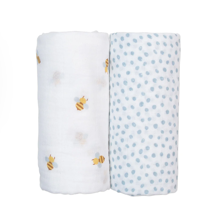 Lulujo 2pk Cotton Muslin Sawddle - Bees