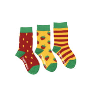 Kid's Organic Cotton Mismatched Socks - Strawberry & Stripes