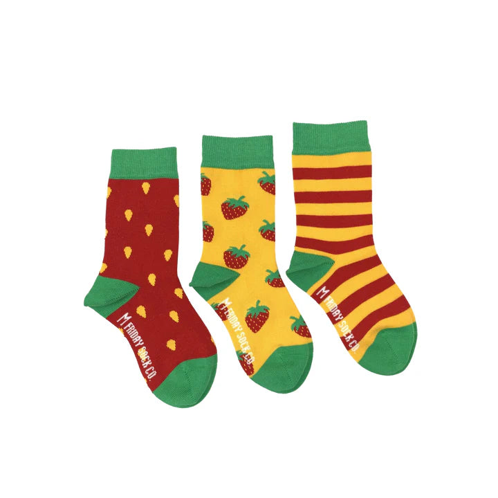 Kid's Organic Cotton Mismatched Socks - Strawberry & Stripes