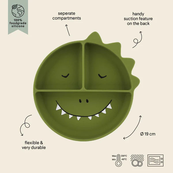 Trixie Silicone Divided Suction Plate - Dino
