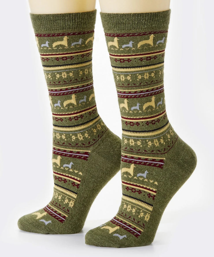 Alpaca Socks for Women/Men - Olive Green