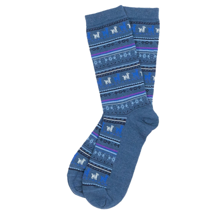 Alpaca Print Socks - Denim Blue