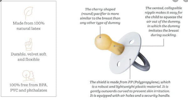 BIBS Natural Rubber Pacifier 2 PK - Round - Sage/Ivory