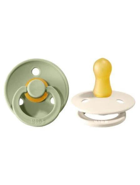 BIBS Natural Rubber Pacifier 2 PK - Round - Sage/Ivory