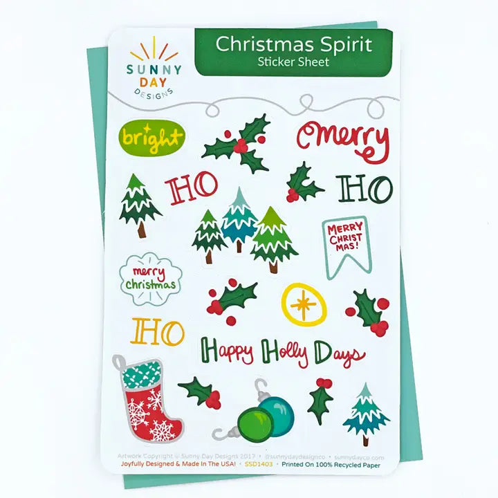 Christmas Spirit Sticker Sheet - 100% Recycled Paper