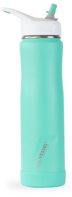EcoVessel Insulated Stainless Steel 24oz Water Bottle with Straw - Aqua Breeze