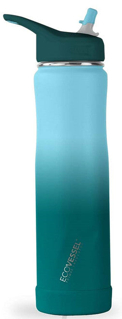 EcoVessel Insulated Stainless Steel 24oz Water Bottle with Straw - Forest Horizon