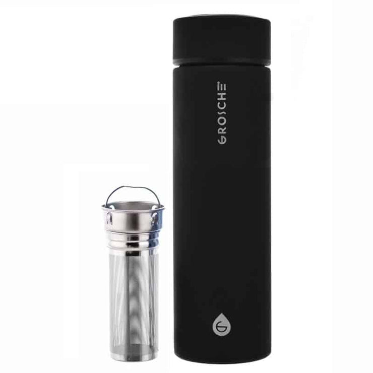 Insulated Stainless Steel Travel Infuser Bottle - Black