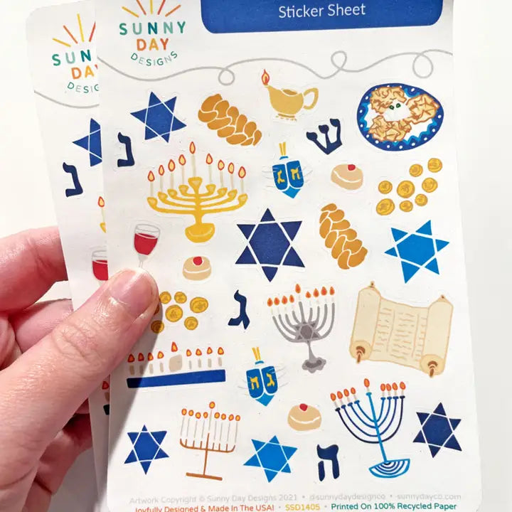 Chanukah Stickers - 100% Recycled Paper