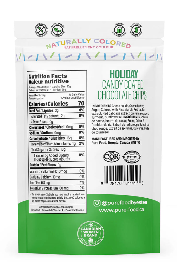 All-Natural Candy Coated Mini Chocolate Chips - Holiday