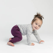 Mini Mioche Organic Long Sleeve Onesie - Heather Grey Stripe